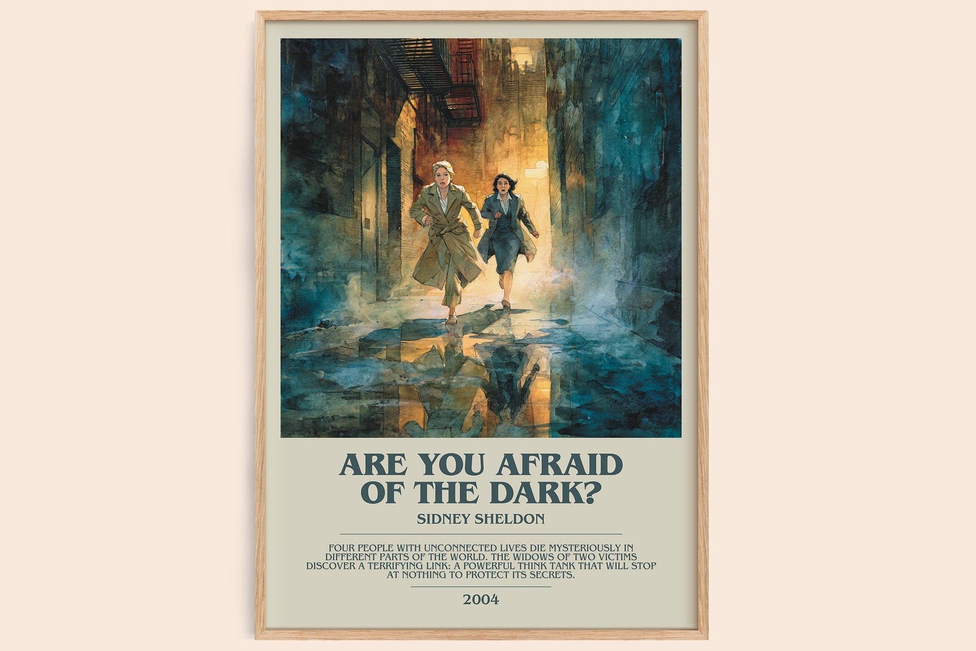 Are You Afraid of the Dark? bookish book poster by Sidney Sheldon – framed literary art print