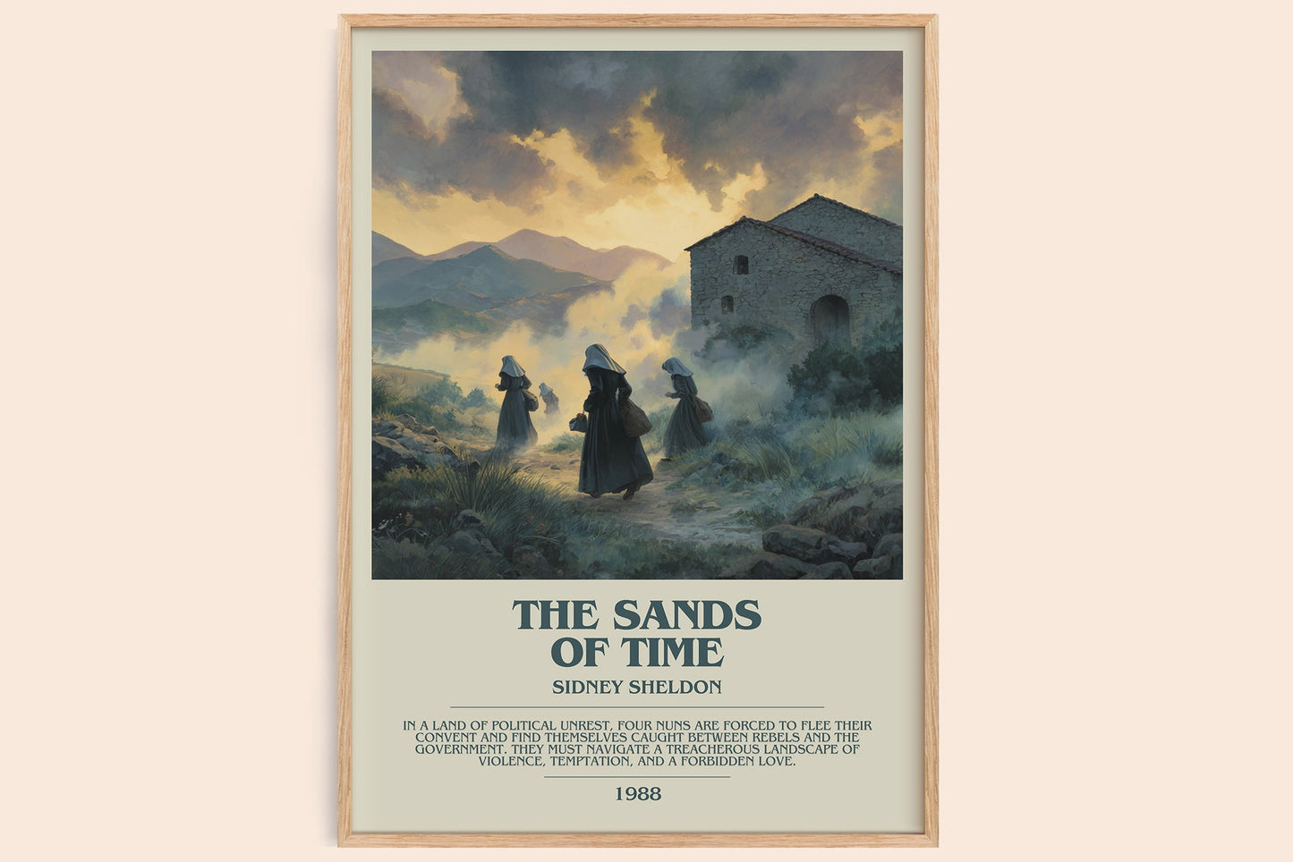 The Sands of Time bookish book poster by Sidney Sheldon – framed literary art print