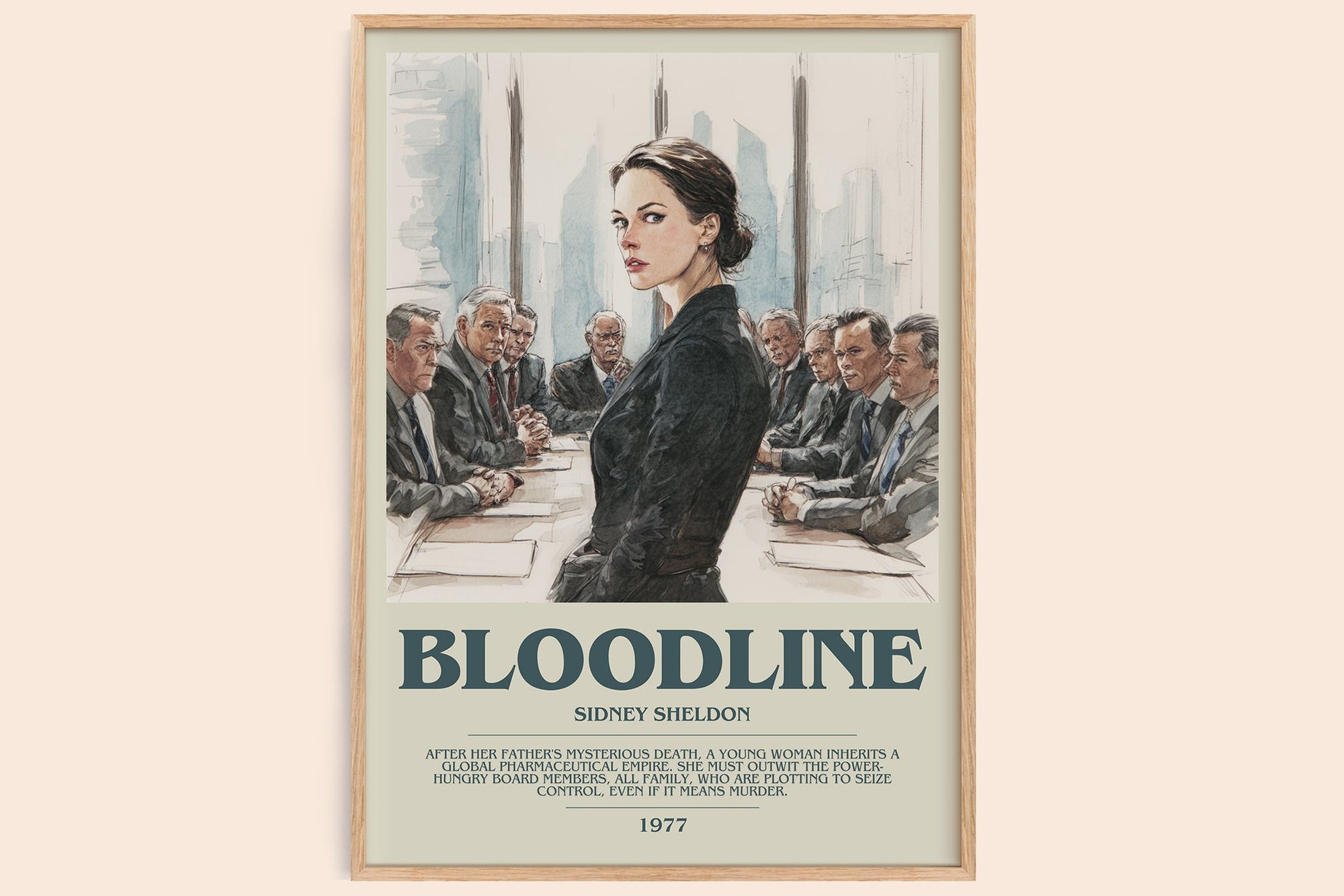 Bloodline bookish book poster by Sidney Sheldon – framed literary art print