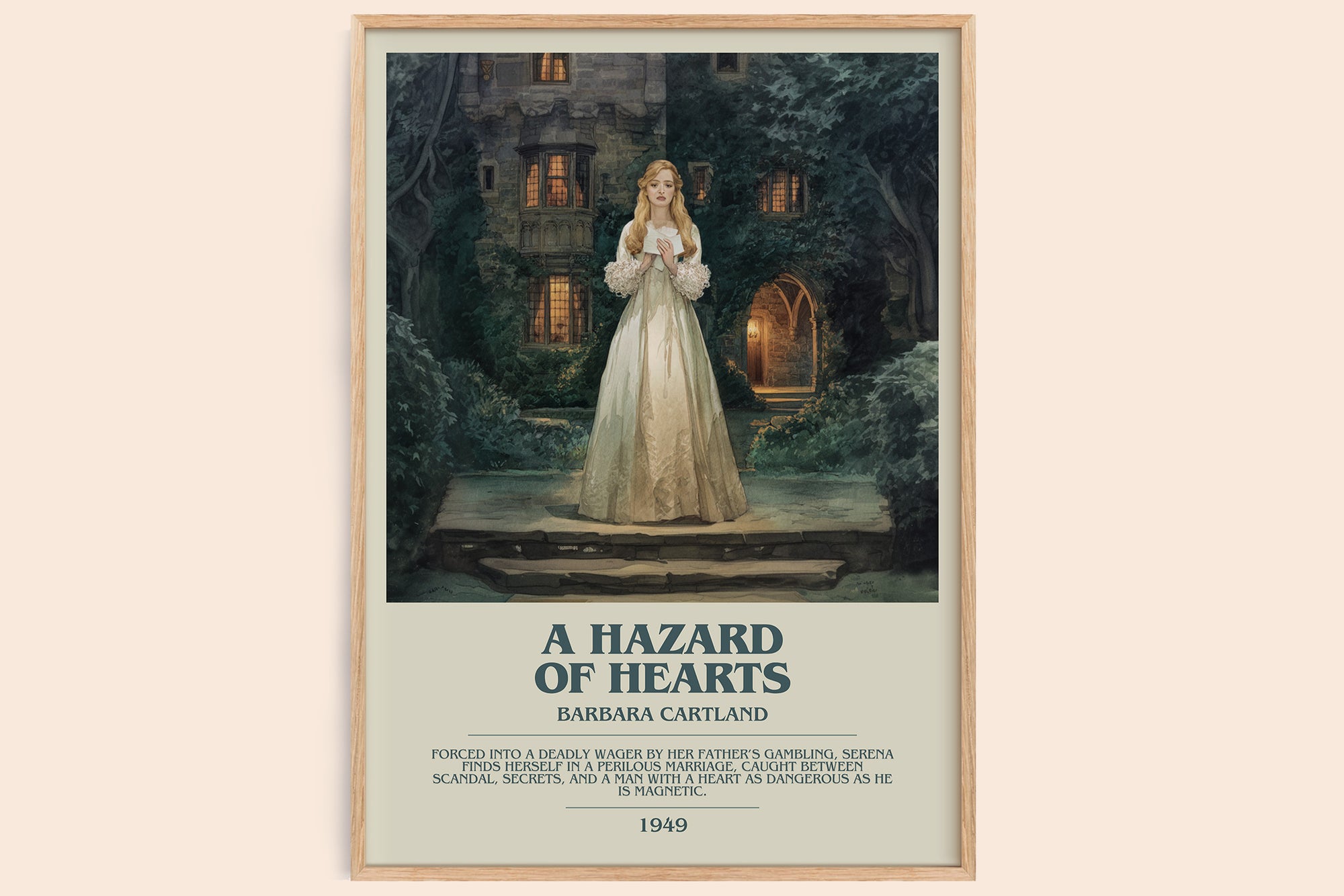 A Hazard of Hearts bookish book poster by Barbara Cartland – framed literary art print
