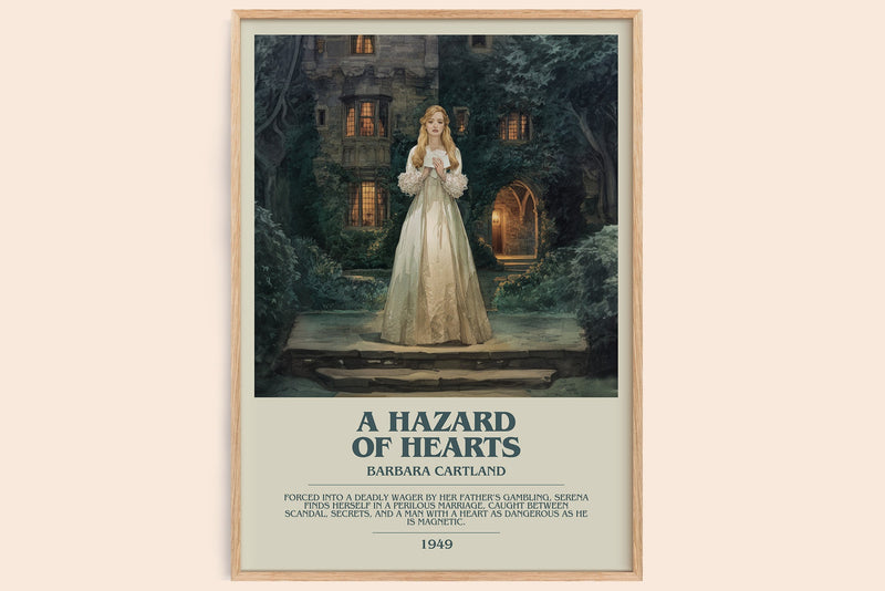 A Hazard of Hearts bookish book poster by Barbara Cartland – framed literary art print