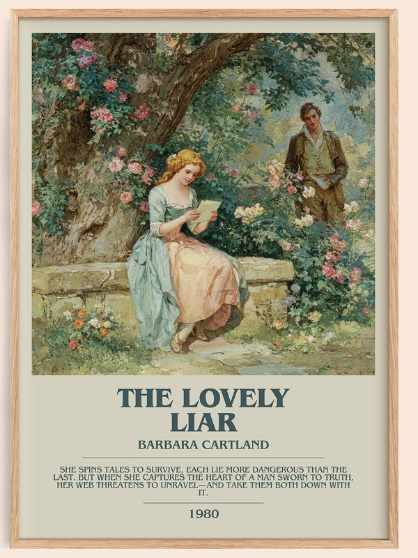 The Lovely Liar bookish book poster by Barbara Cartland – framed literary art print