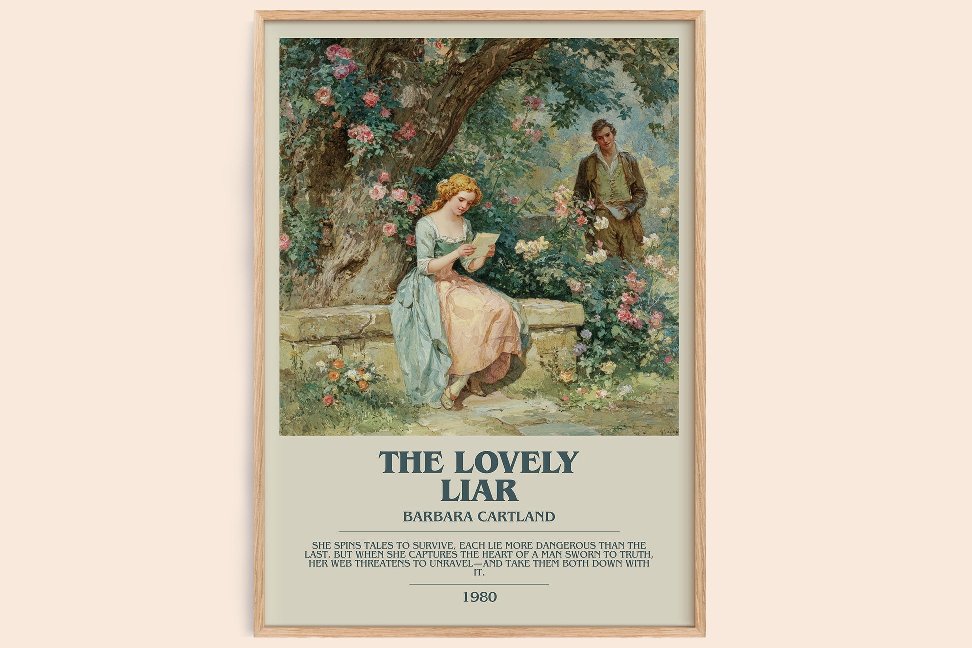 The Lovely Liar bookish book poster by Barbara Cartland – framed literary art print