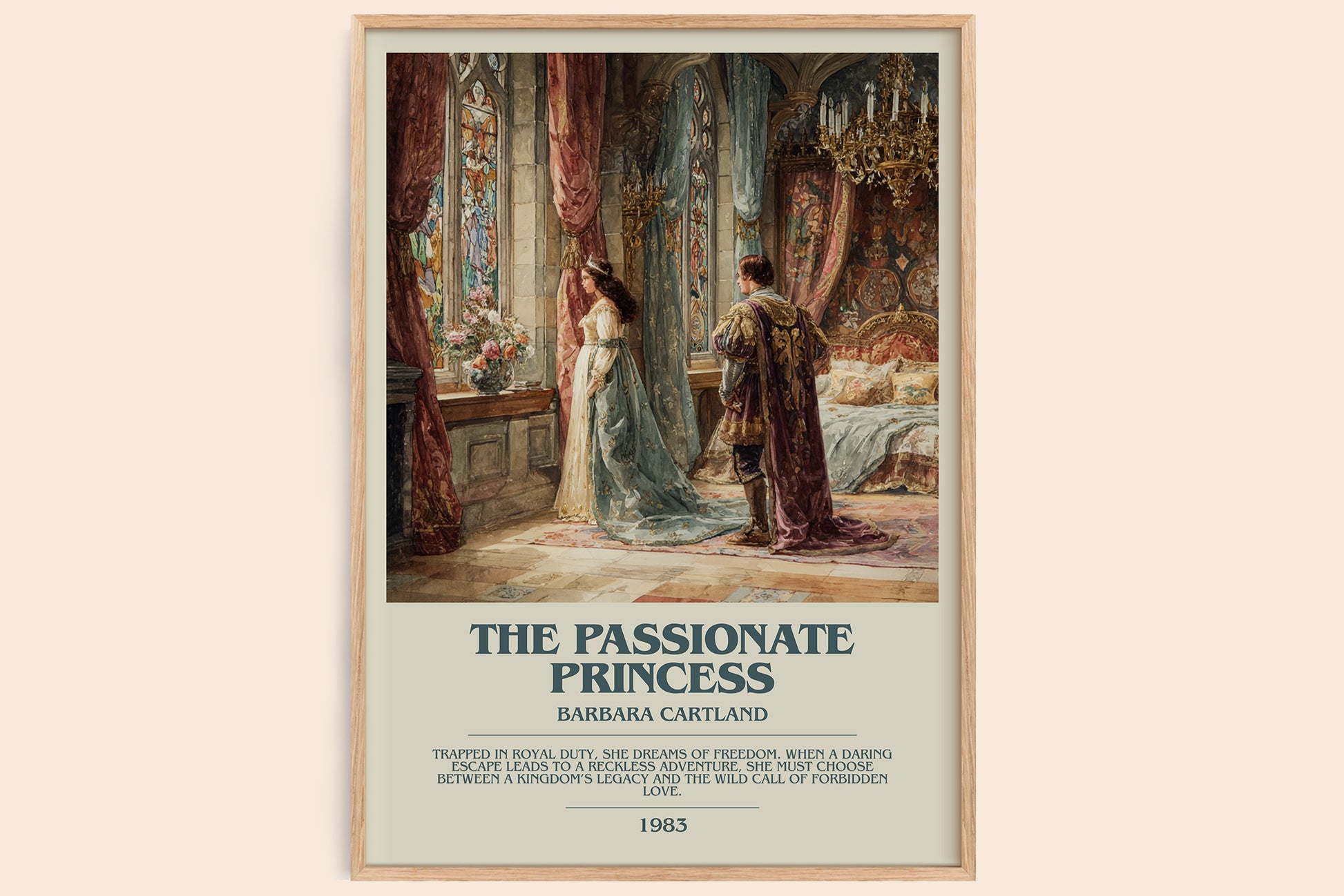 The Passionate Princess bookish book poster by Barbara Cartland – framed literary art print