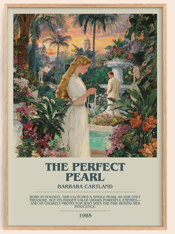 The Perfect Pearl bookish book poster by Barbara Cartland – framed literary art print