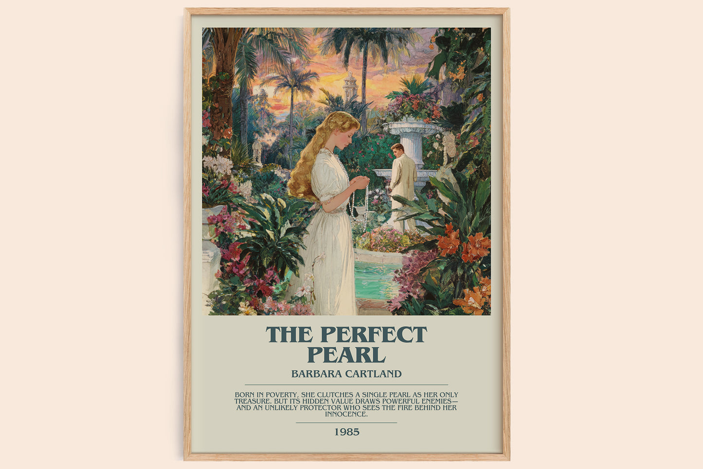 The Perfect Pearl bookish book poster by Barbara Cartland – framed literary art print