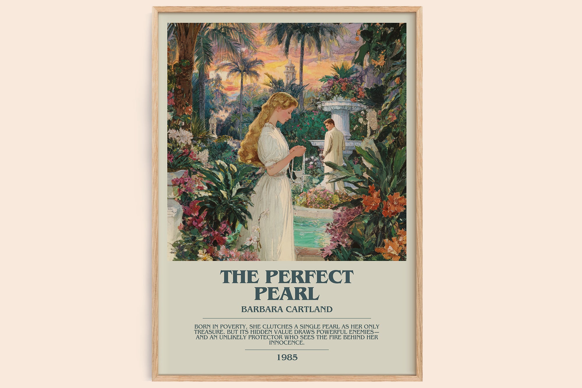 The Perfect Pearl bookish book poster by Barbara Cartland – framed literary art print