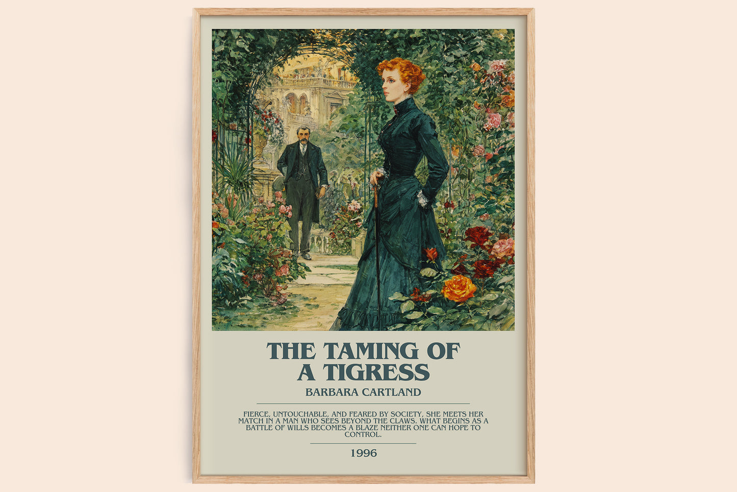 The Taming of a Tigress bookish book poster by Barbara Cartland – framed literary art print