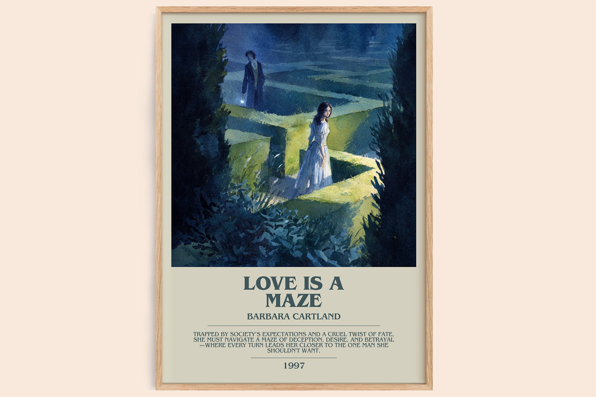 Love Is a Maze bookish book poster by Barbara Cartland. – framed literary art print