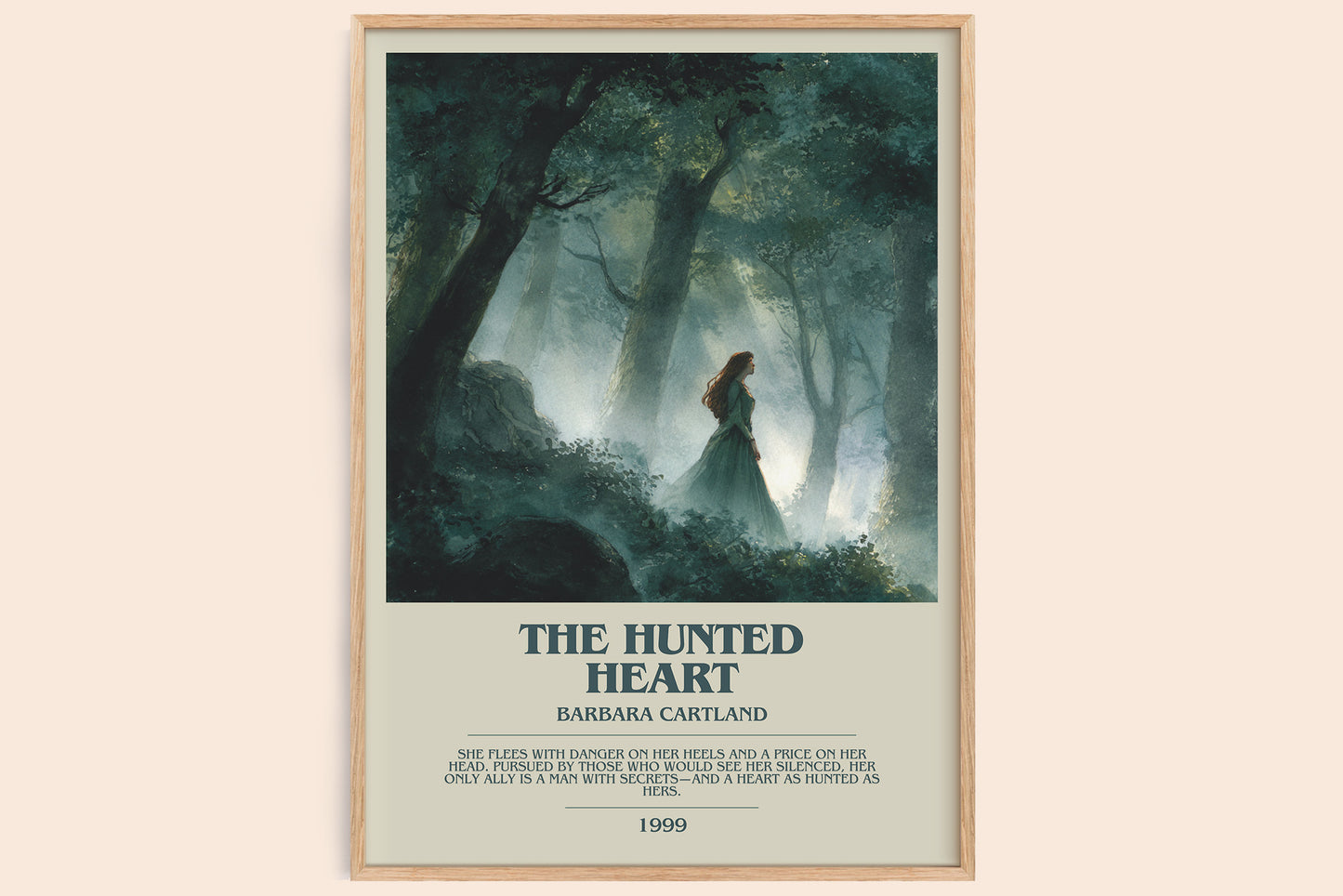 The Hunted Heart bookish book poster by BARBARA. CARTLAND – framed literary art print