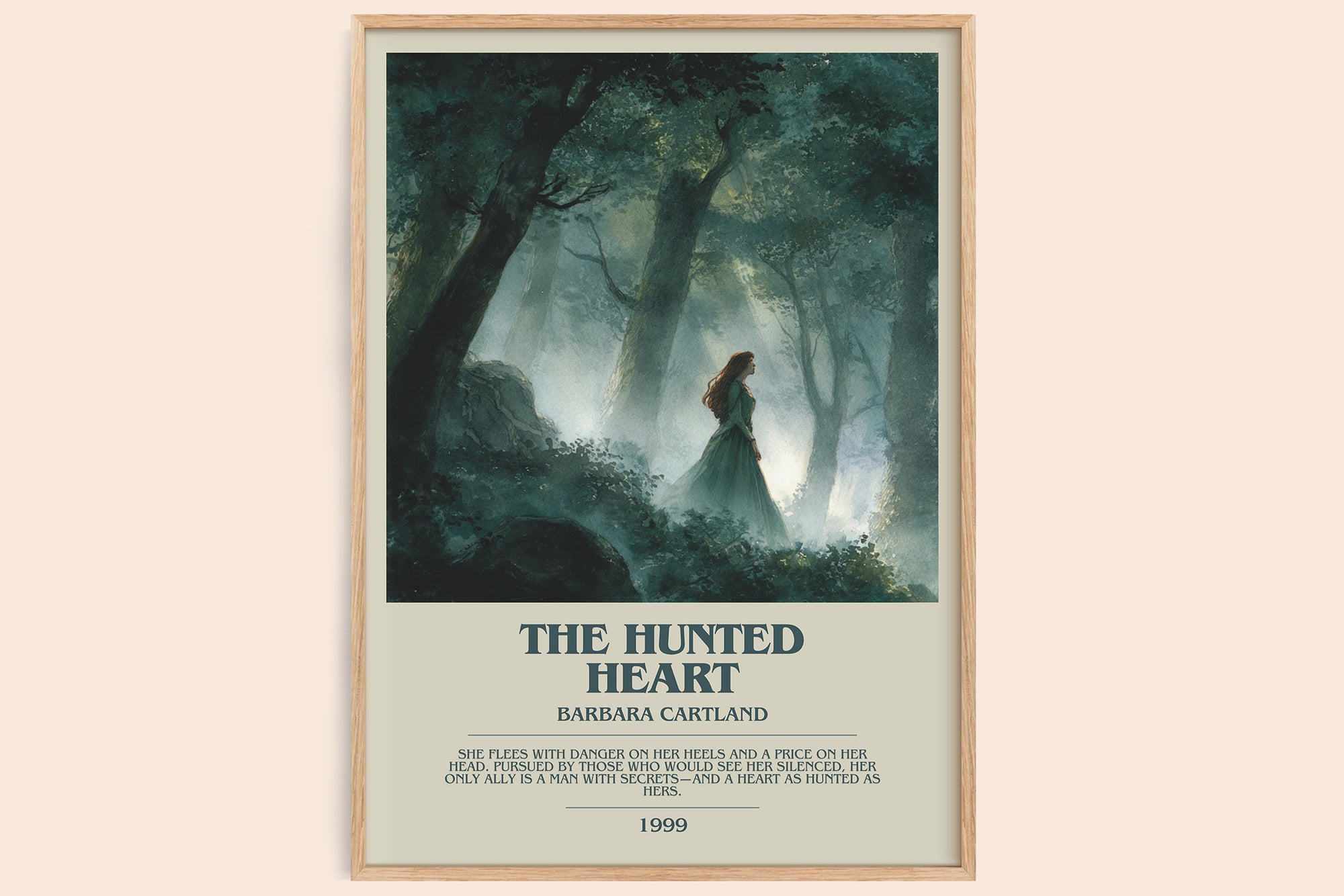 The Hunted Heart bookish book poster by BARBARA. CARTLAND – framed literary art print