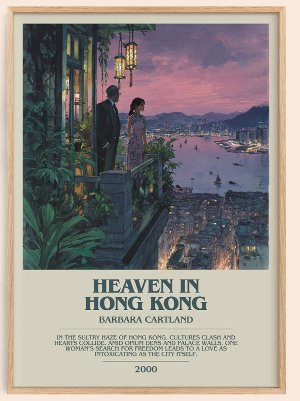 Heaven in Hong Kong bookish book poster by Barbara Cartland – framed literary art print