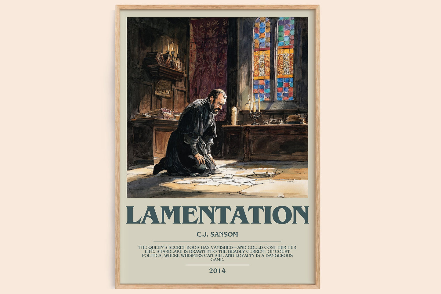 Lamentation bookish book poster by C.J. Sansom – framed literary art print