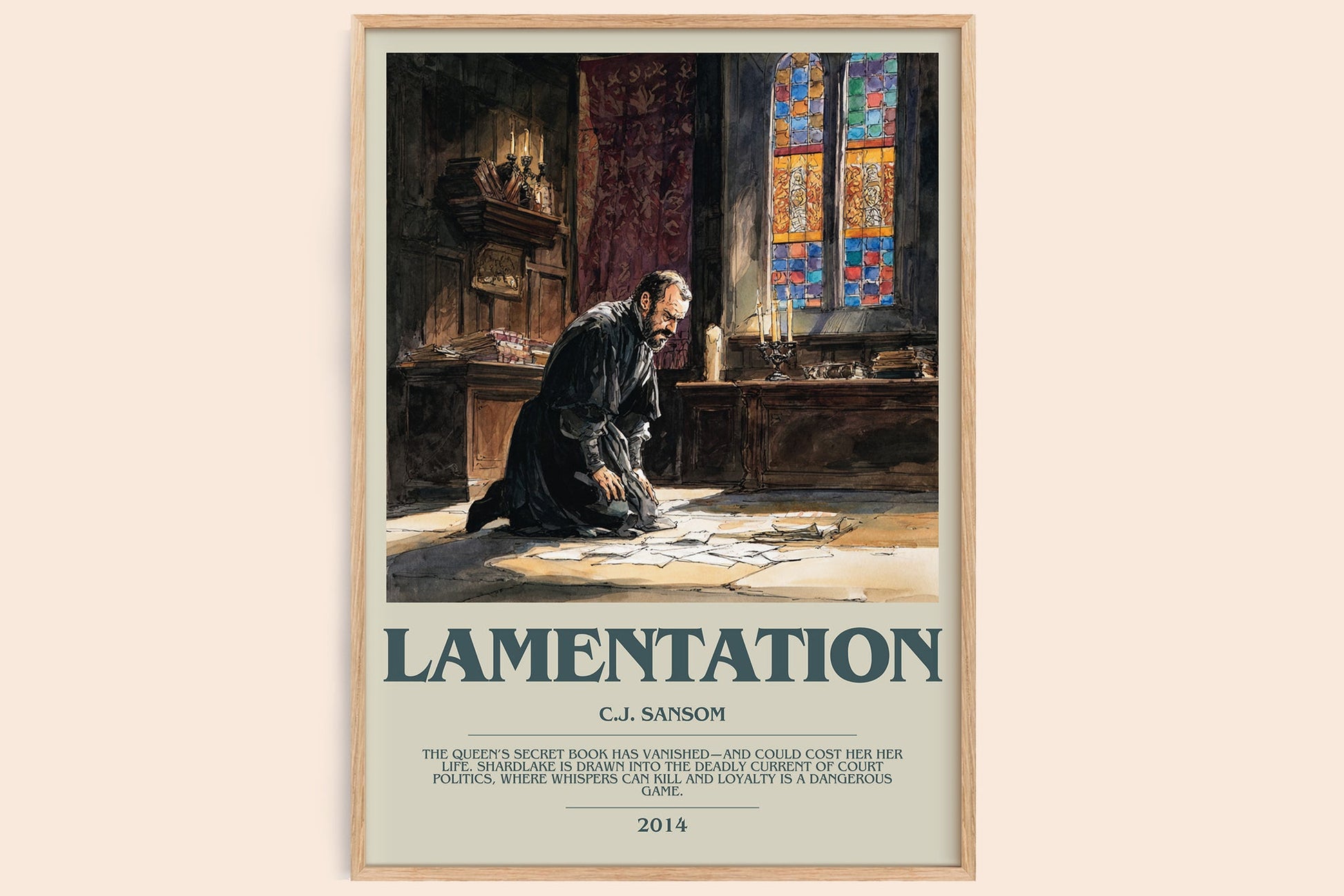 Lamentation bookish book poster by C.J. Sansom – framed literary art print