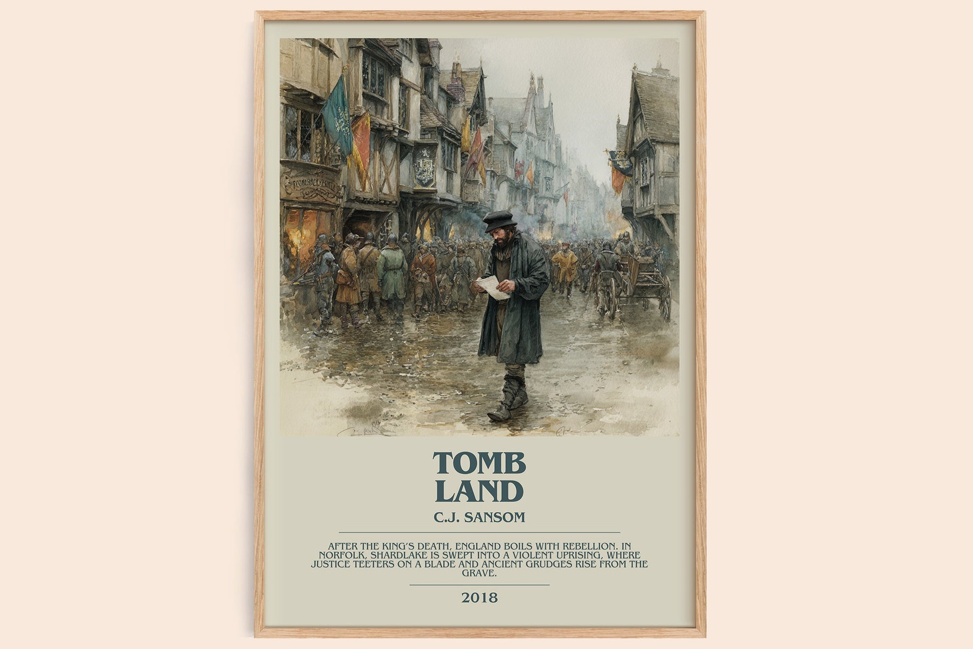 Tombland bookish book poster by C.J. Sansom – framed literary art print