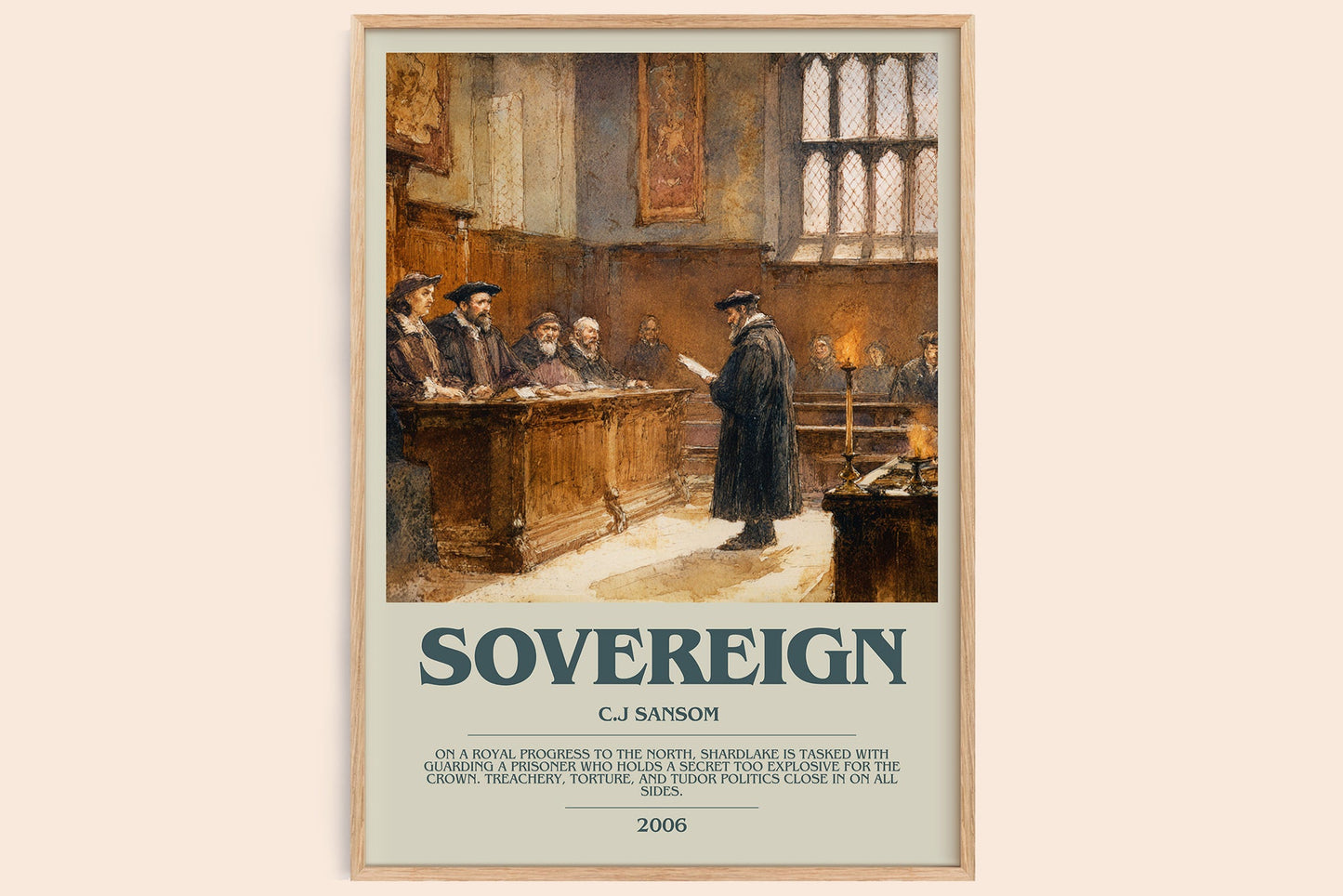 Sovereign bookish book poster by C.J Sansom – framed literary art print
