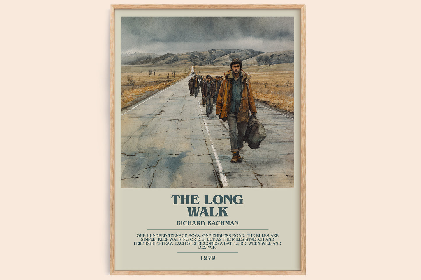 The Long Walk bookish book poster by Richard Bachman – framed literary art print
