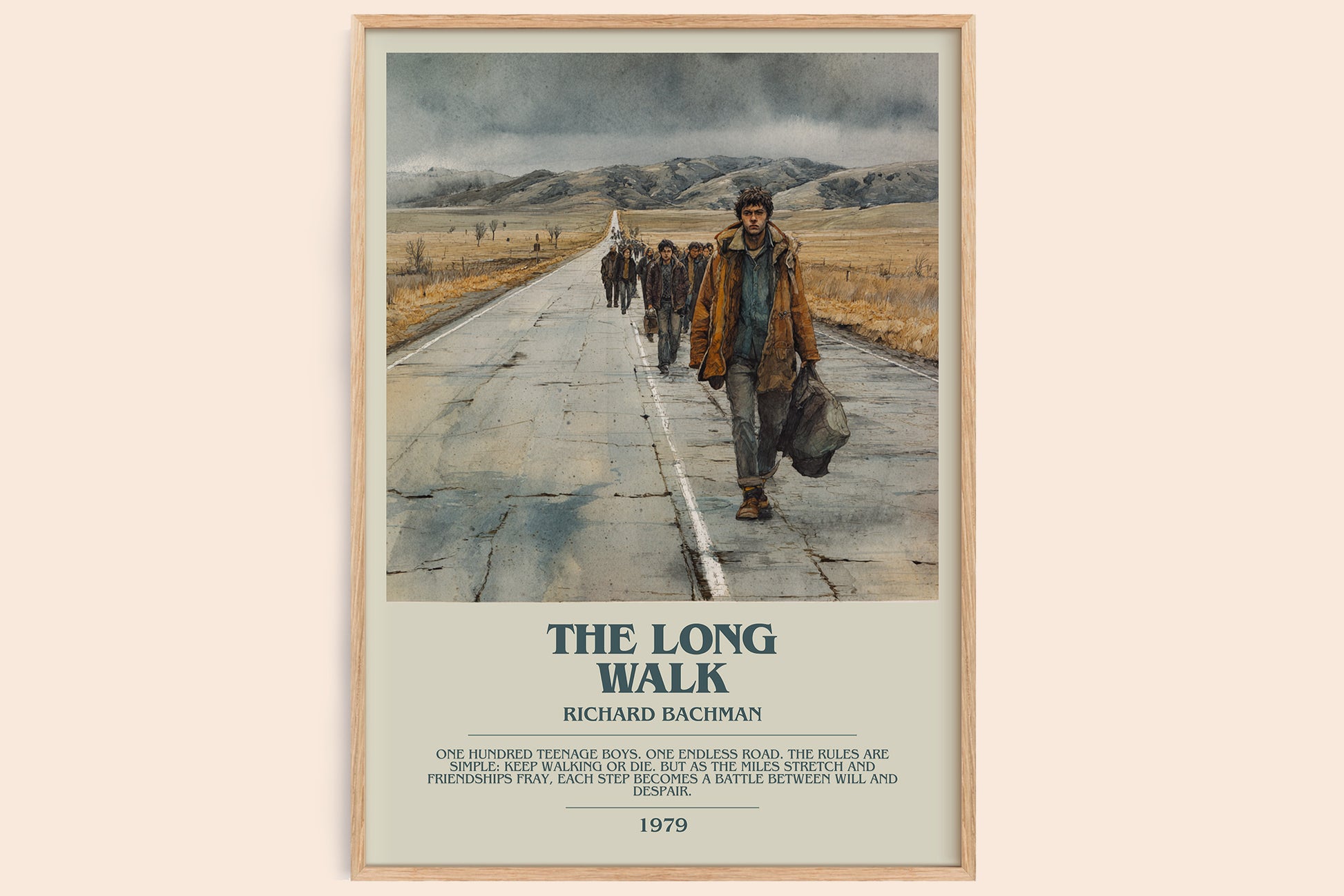 The Long Walk bookish book poster by Richard Bachman – framed literary art print