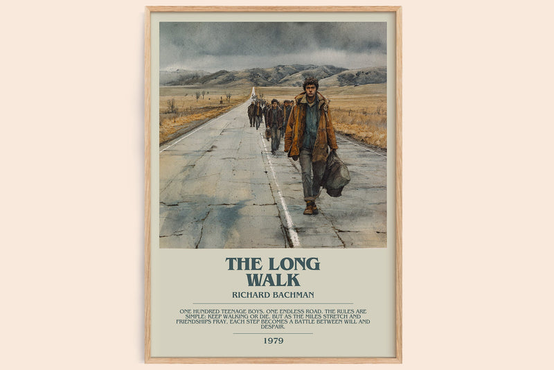 The Long Walk bookish book poster by Richard Bachman – framed literary art print
