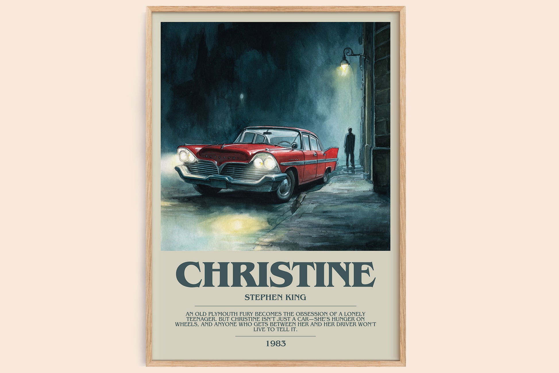Christine bookish book poster by Stephen King – framed literary art print