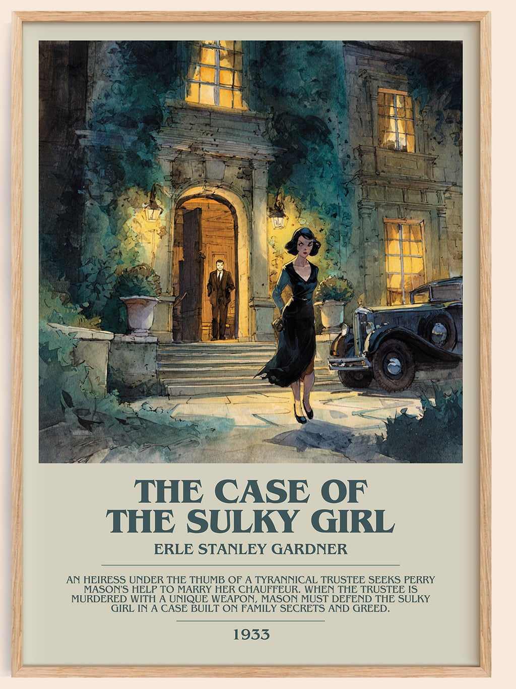 The Case Of The Sulky Girl bookish book poster by Erle Stanley Gardner – framed literary art print