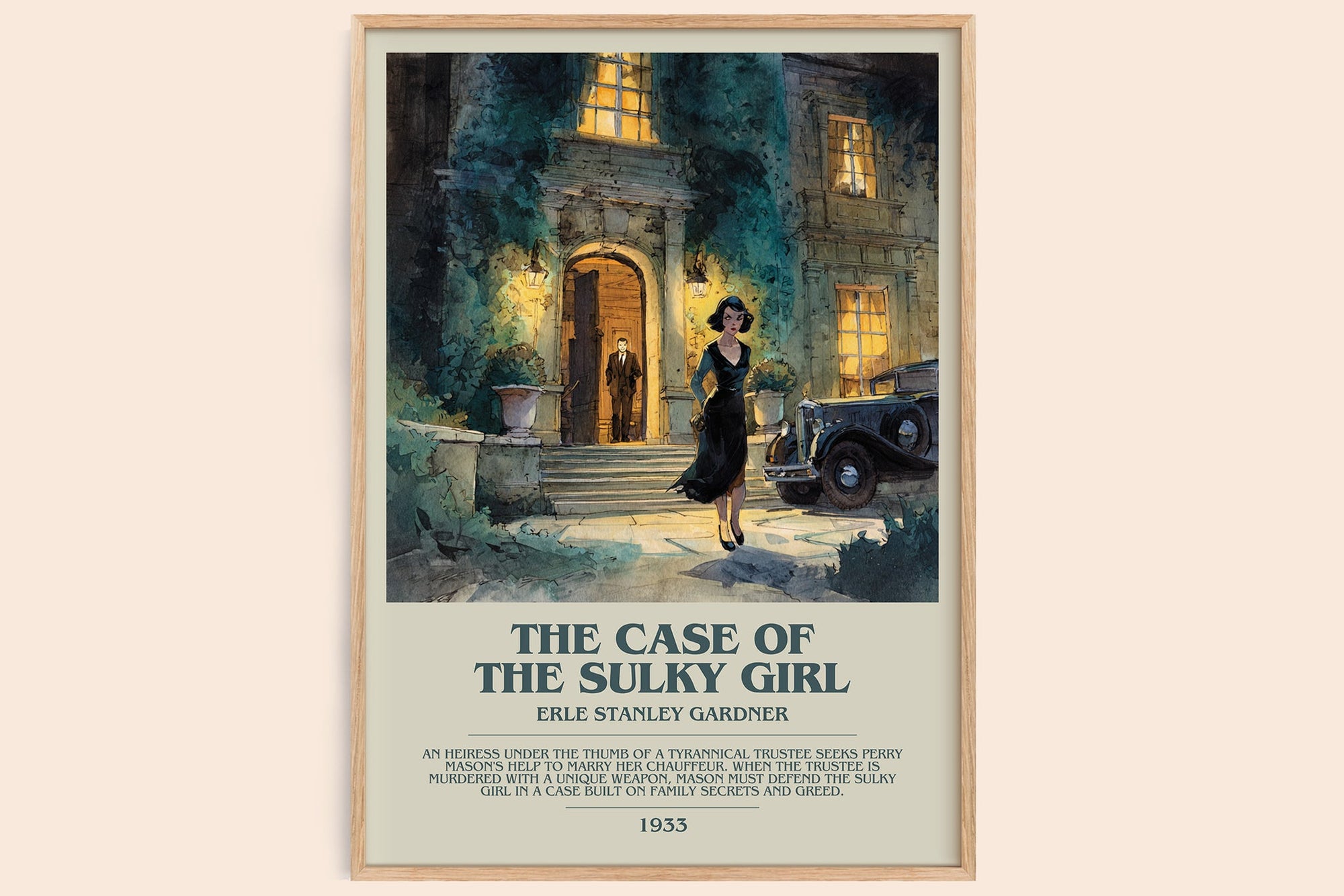 The Case Of The Sulky Girl bookish book poster by Erle Stanley Gardner – framed literary art print