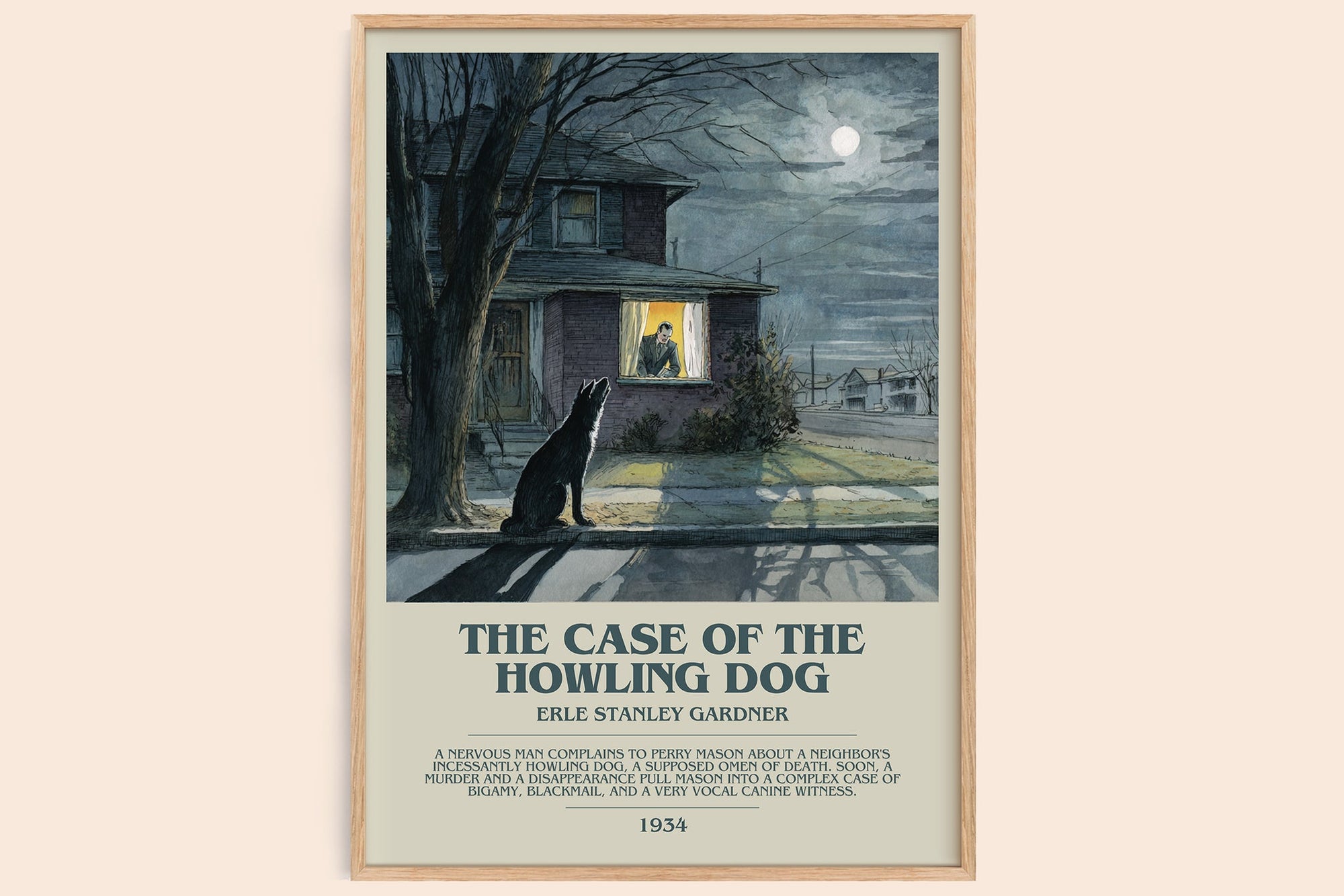 The Case of the Howling Dog bookish book poster by Erle Stanley Gardner – framed literary art print