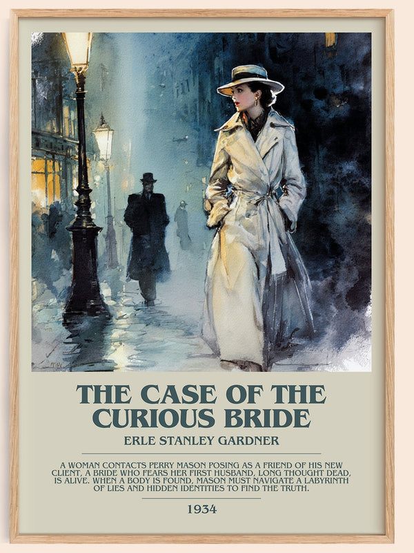 The Case of the Curious Bride bookish book poster by Erle Stanley Gardner – framed literary art print