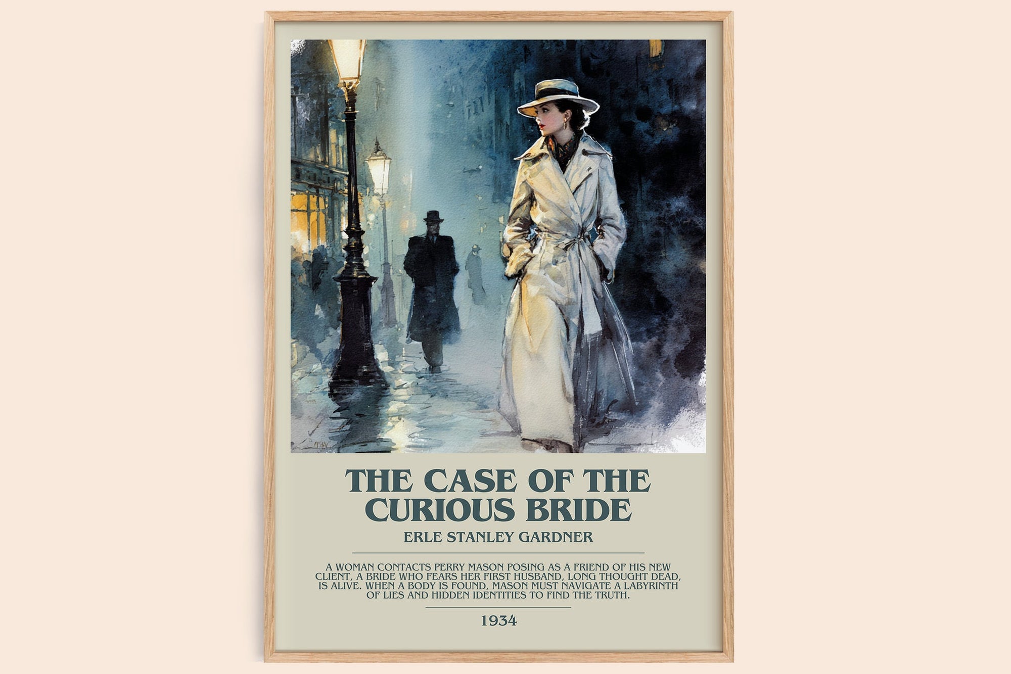 The Case of the Curious Bride bookish book poster by Erle Stanley Gardner – framed literary art print