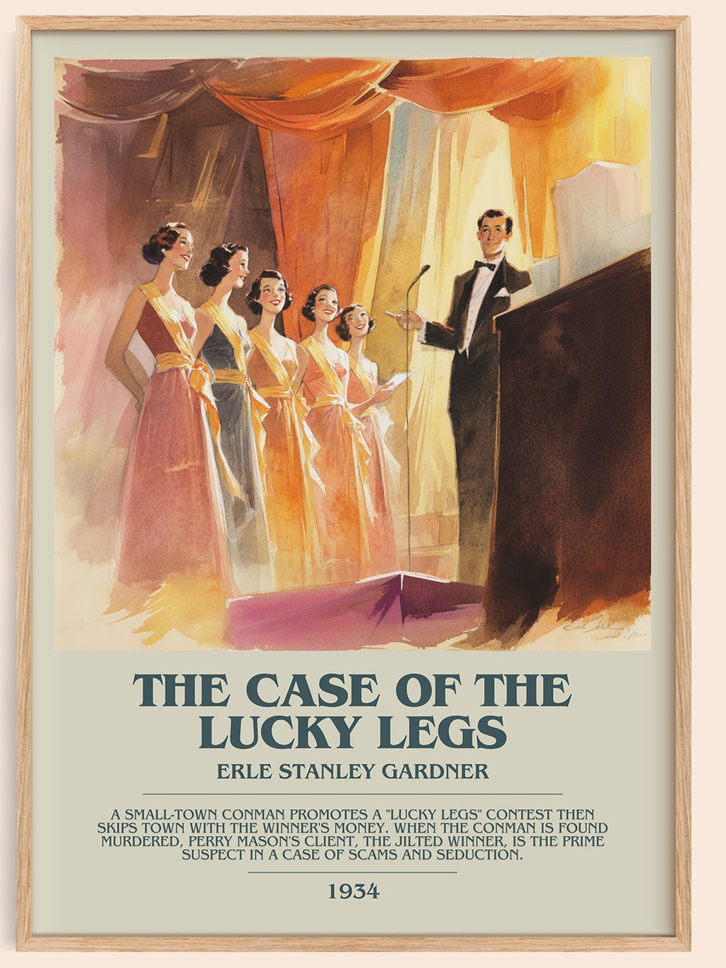 The Case of the Lucky Legs bookish book poster by Erle Stanley Gardner – framed literary art print