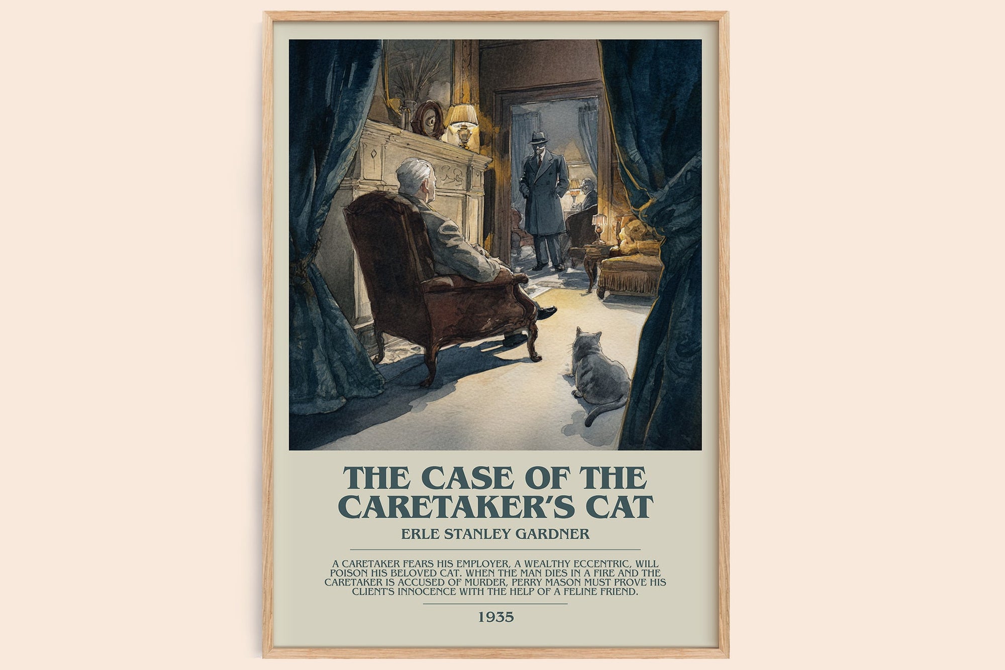 The Case of the Caretaker's Cat bookish book poster by Erle Stanley Gardner – framed literary art print