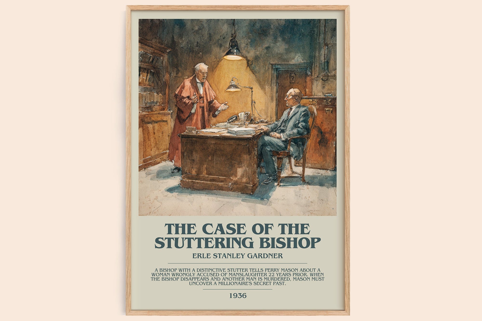 The Case of the Stuttering Bishop bookish book poster by Erle Stanley Gardner – framed literary art print
