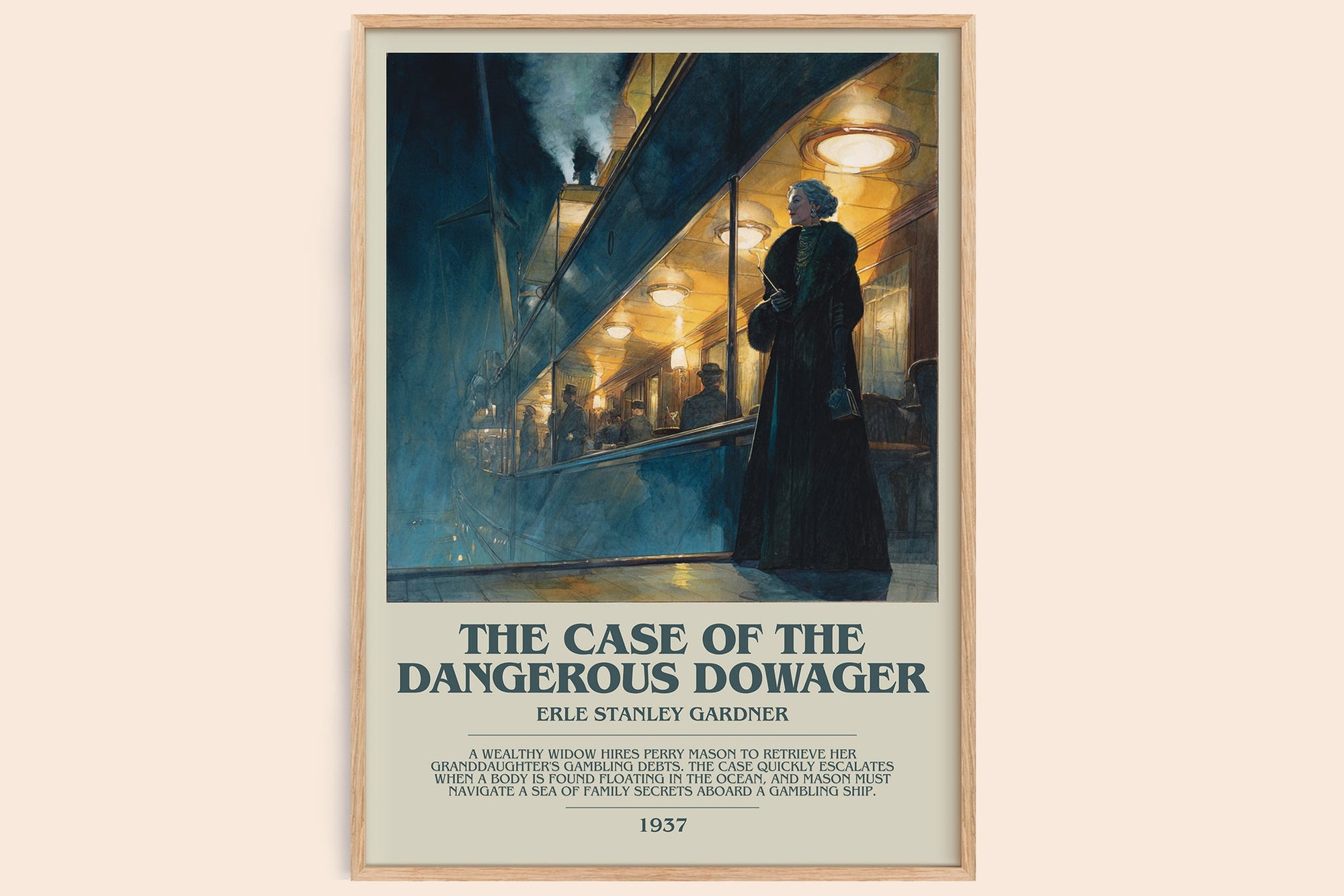 The Case Of The Dangerous Dowager bookish book poster by Erle Stanley Gardner – framed literary art print