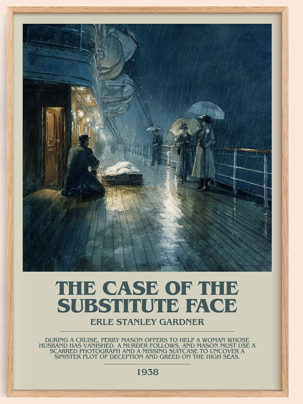 The Case of the Substitute Face bookish book poster by Erle Stanley Gardner – framed literary art print