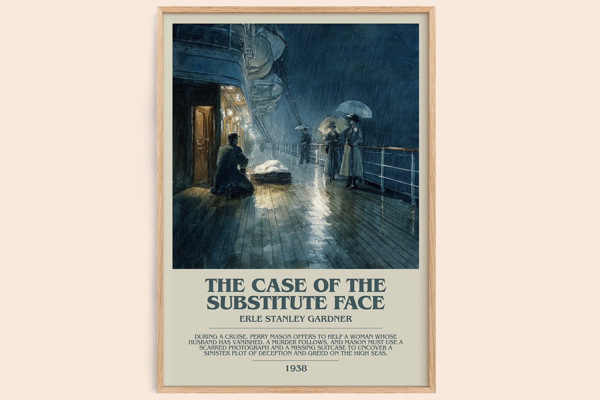 The Case of the Substitute Face bookish book poster by Erle Stanley Gardner – framed literary art print