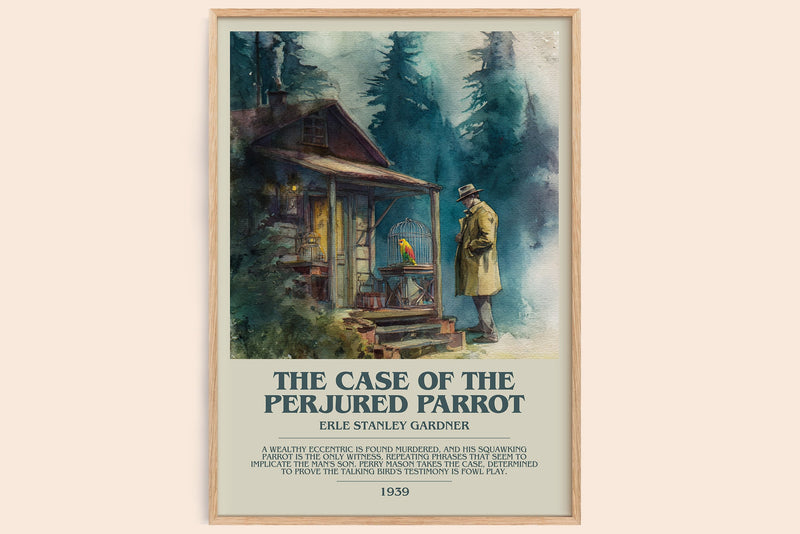 The Case Of The Perjured Parrot bookish book poster by Erle Stanley Gardner – framed literary art print