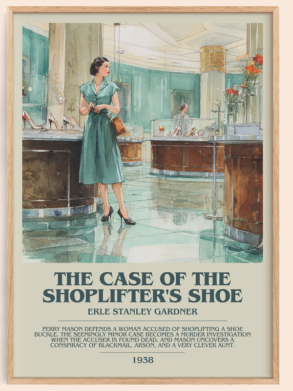 The Case of the Shoplifter's Shoe bookish book poster by Erle Stanley Gardner – framed literary art print