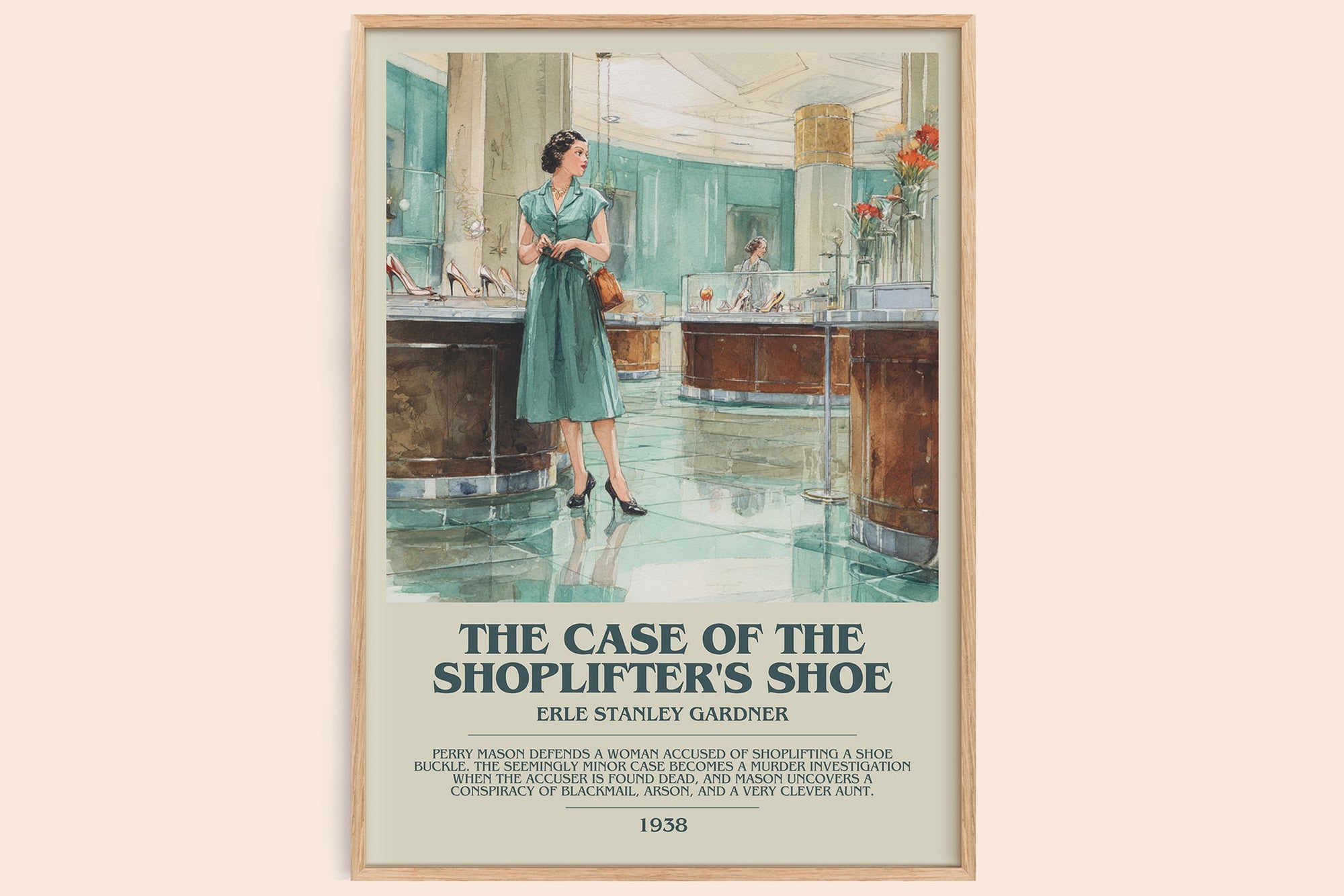 The Case of the Shoplifter's Shoe bookish book poster by Erle Stanley Gardner – framed literary art print