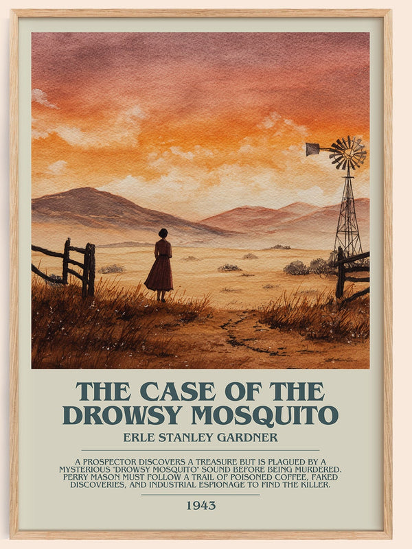 The Case of the Drowsy Mosquito bookish book poster by Erle Stanley Gardner – framed literary art print