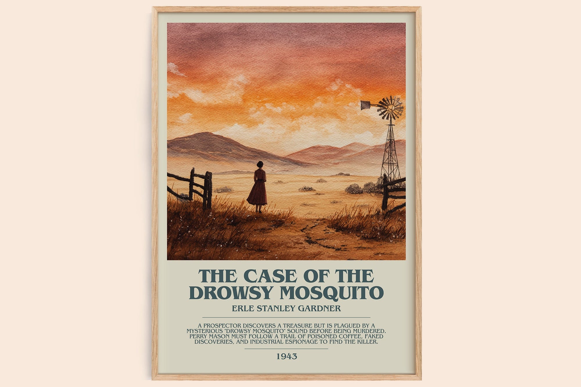 The Case of the Drowsy Mosquito bookish book poster by Erle Stanley Gardner – framed literary art print