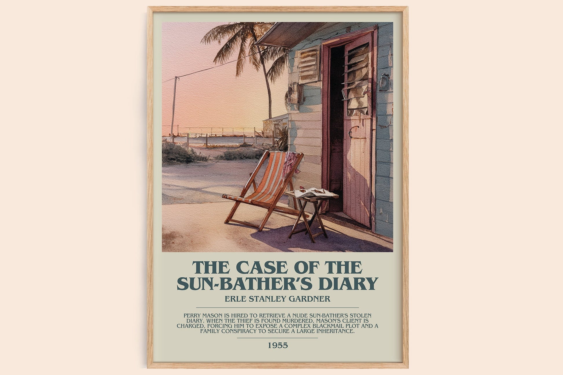 The Case of the Sun Bather's Diary bookish book poster by Erle Stanley Gardner – framed literary art print