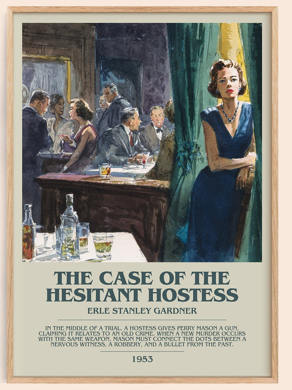 The Case of the Hesitant Hostess bookish book poster by Erle Stanley Gardner – framed literary art print