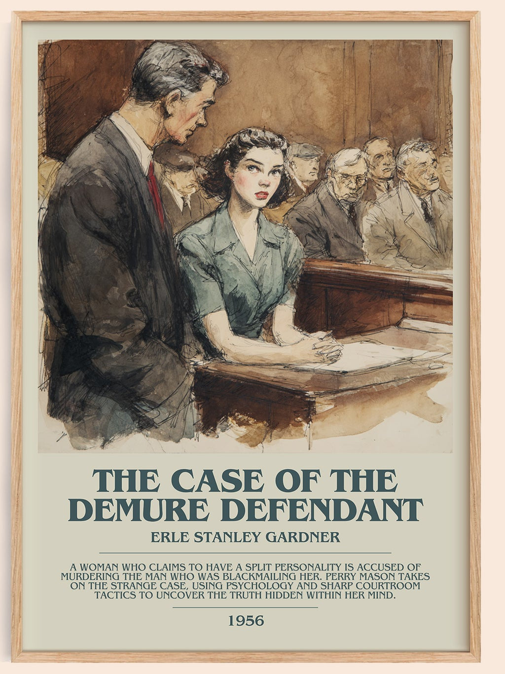 The Case of the Demure Defendant bookish book poster by Erle Stanley Gardner – framed literary art print