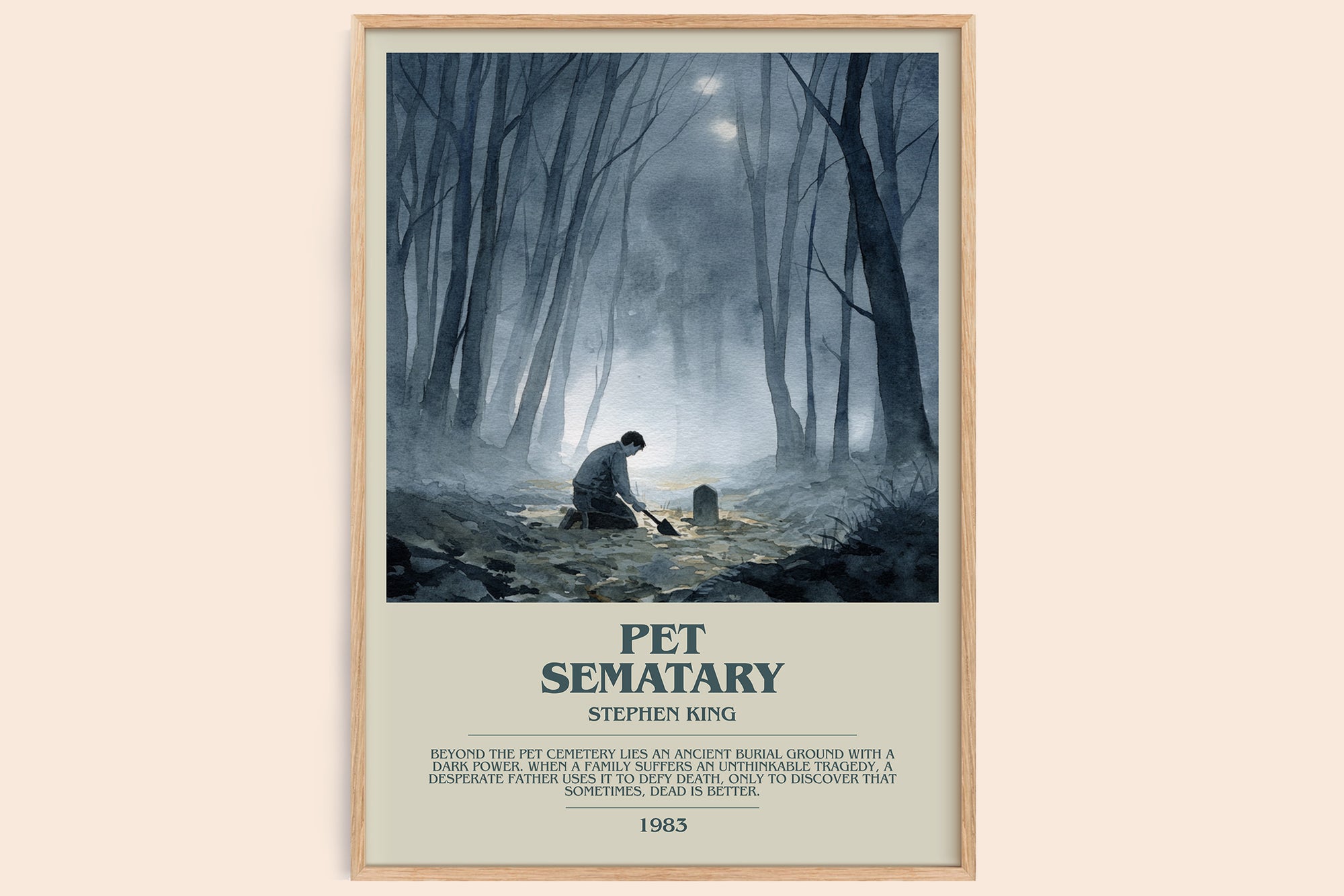 Pet Sematary bookish book poster by Stephen King – framed literary art print