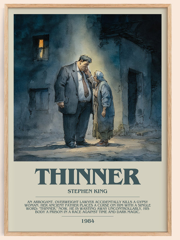 Thinner bookish book poster by Stephen King – framed literary art print