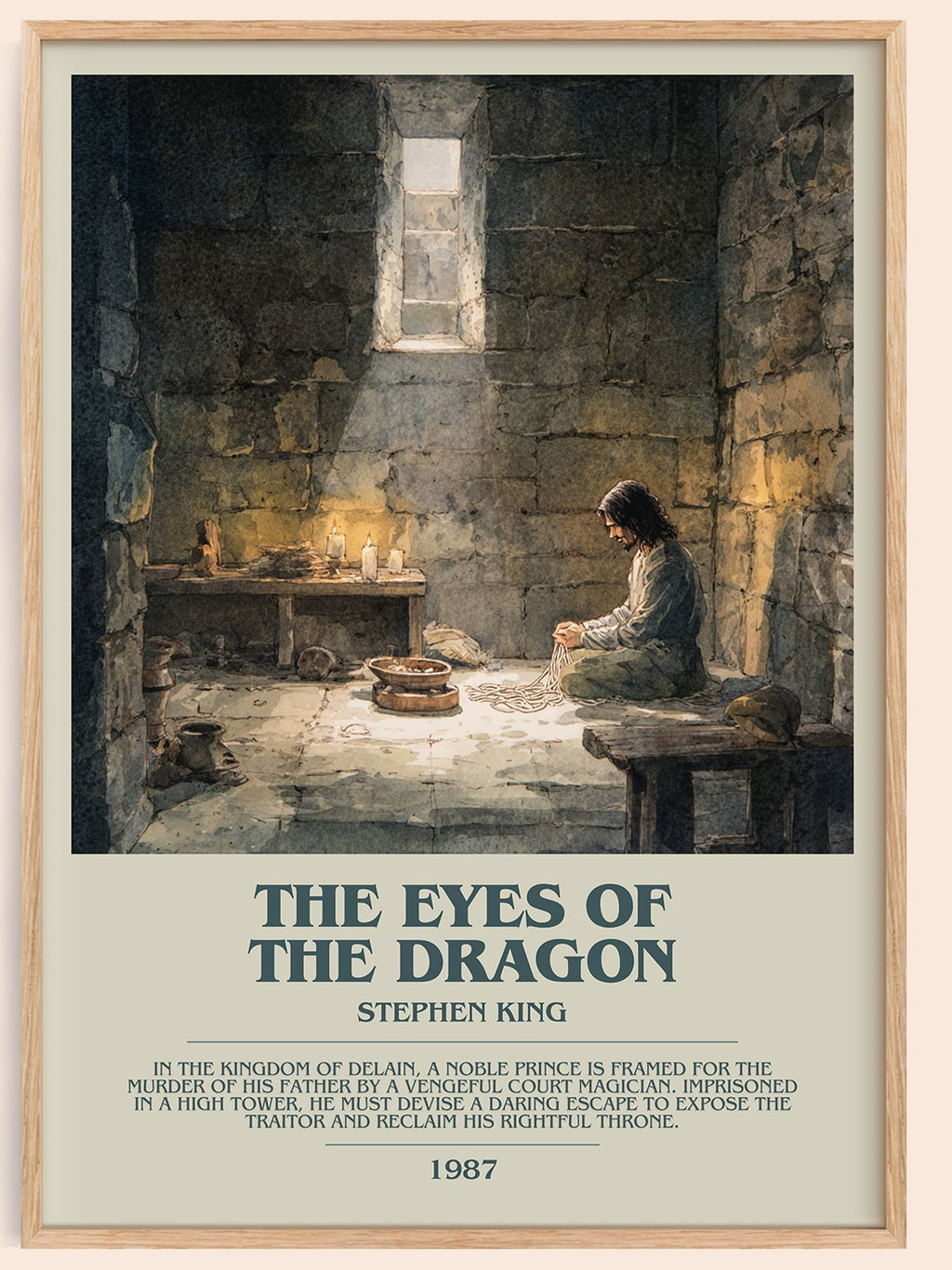 The Eyes Of The Dragon bookish book poster by Stephen King – framed literary art print