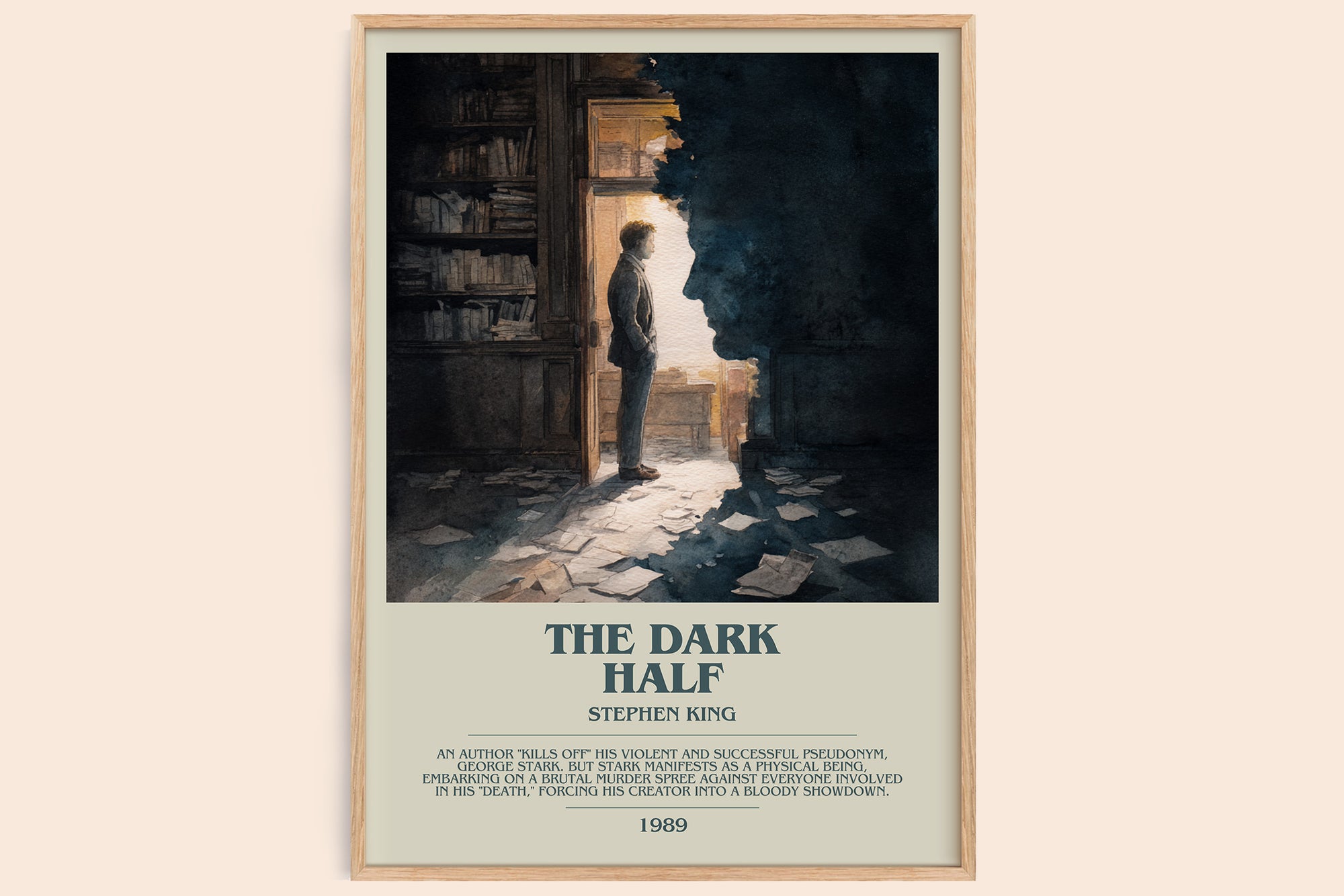 The Dark Half bookish book poster by Stephen King – framed literary art print