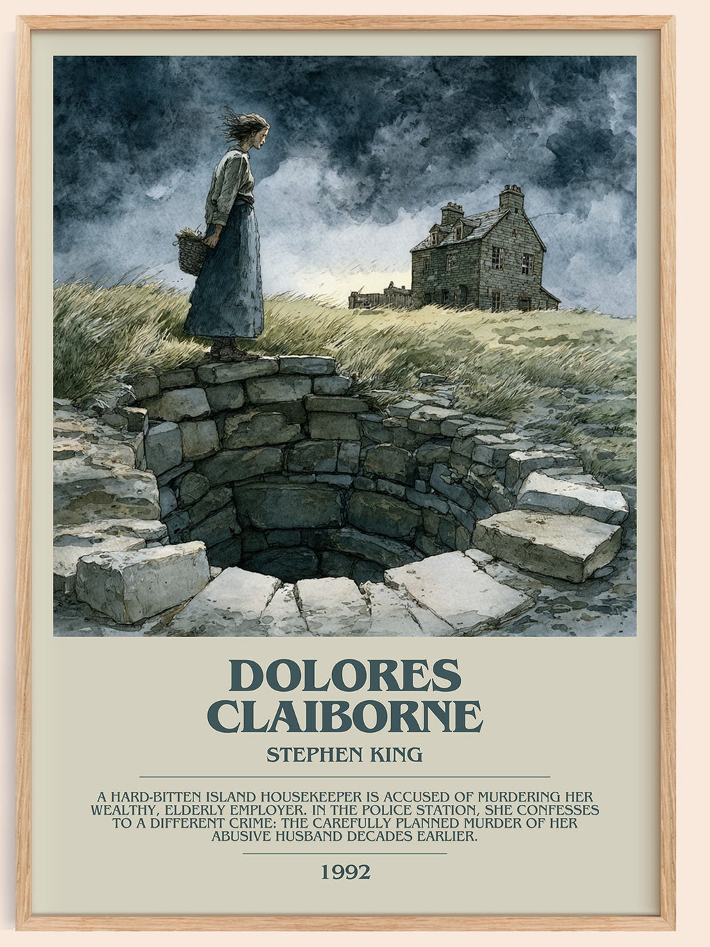 Dolores Claiborne bookish book poster by Stephen King – framed literary art print