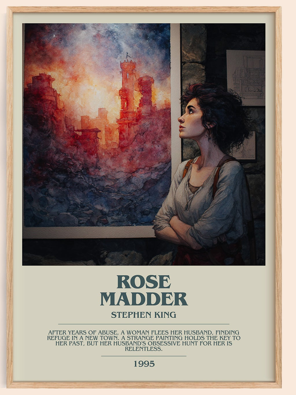 Rose Madder bookish book poster by Stephen King – framed literary art print