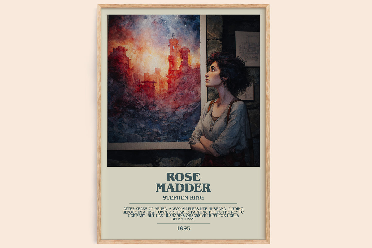 Rose Madder bookish book poster by Stephen King – framed literary art print